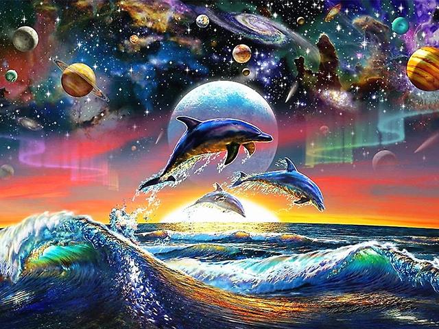 Diy 5d pictură cu diamant complet broderie peisaj pătrat rotund foraj capcană lume delfin mozaic punct de cruce artă manuală hobby