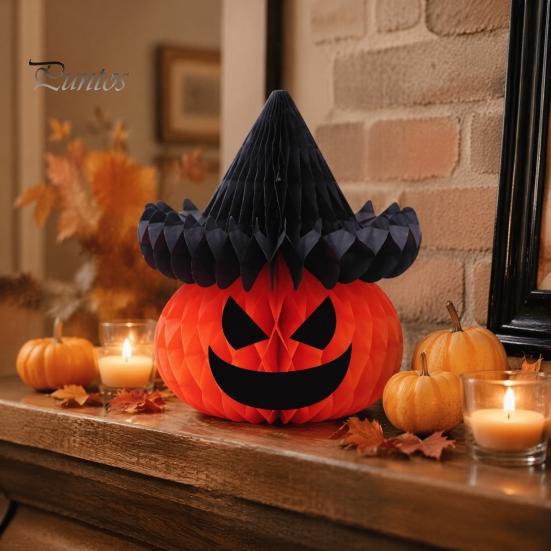 Hanging Party Supplies Halloween Honeycomb Ornament, Pumpkin Spider Paper Durable Reusable Decorations Decoration for Home Office Classroom