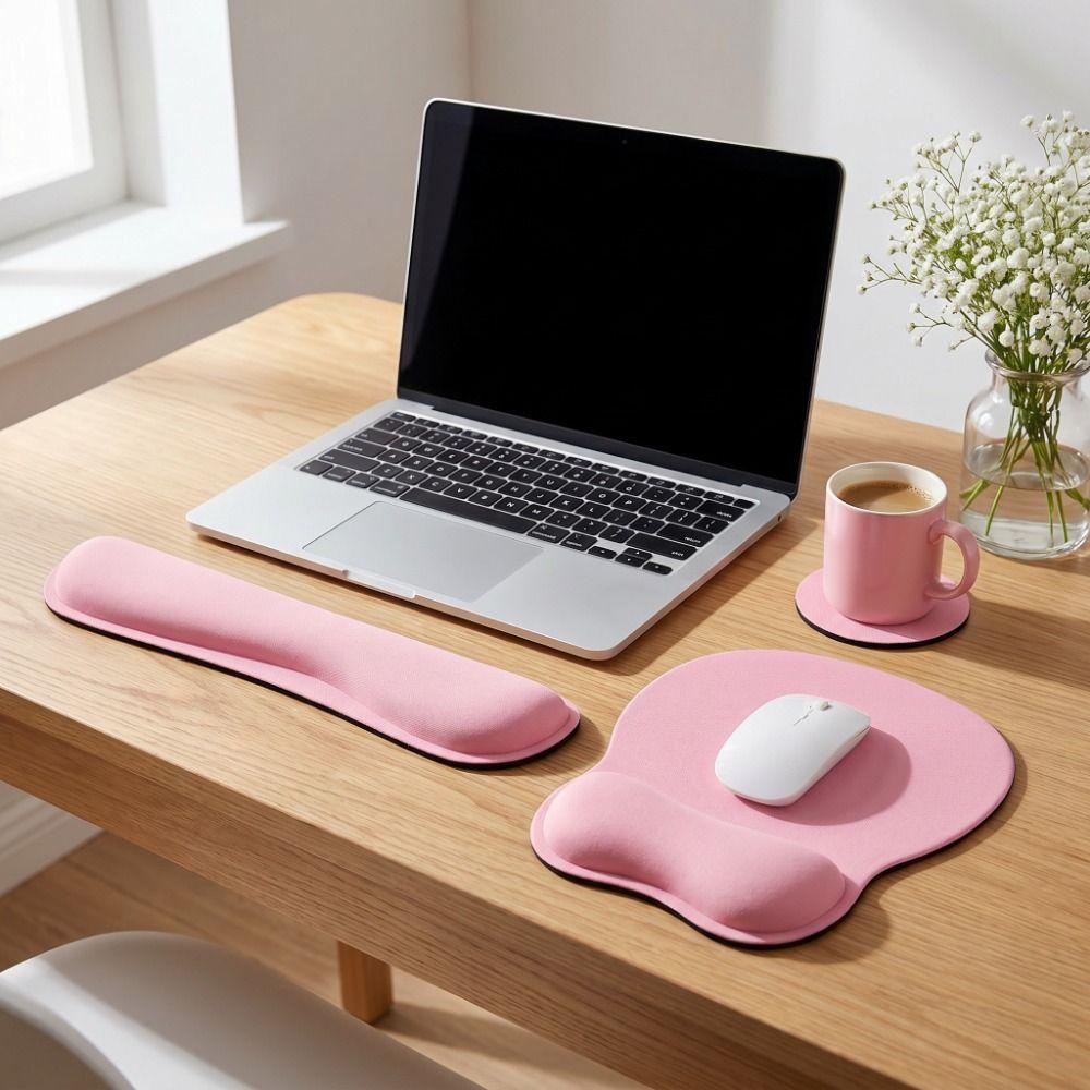 3Pcs Soft Mouse Wrist Support Pad Non-Slip Base Wristband Mouse Mat  Computer Accessories