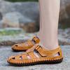 Plus Size Summer Men's Sandals Hollow Out Leather Closed Toe Casual Leather Sandals Breathable Cowhide Beach Men