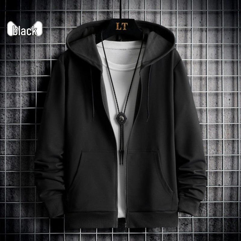 Men's Plus Velvet Thick Hooded Sweatshirt Cardigan Zipper Jacket