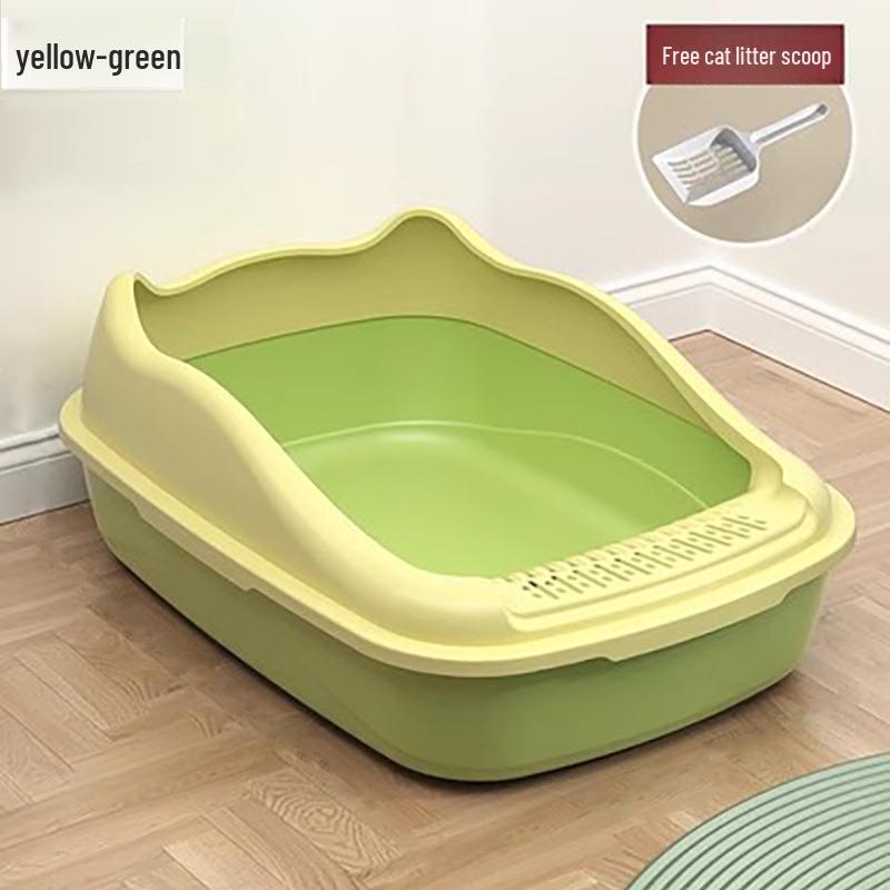 Extra-Large Semi-Enclosed Splash-Proof Cat Litter Box for Adult and Young Cats