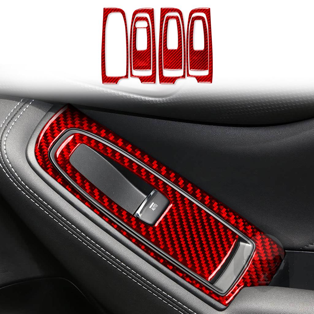 Real Carbon Fiber Car Accessories Window Lift Set Trim Cover Soft Sticker For Subaru Forester SK 2024