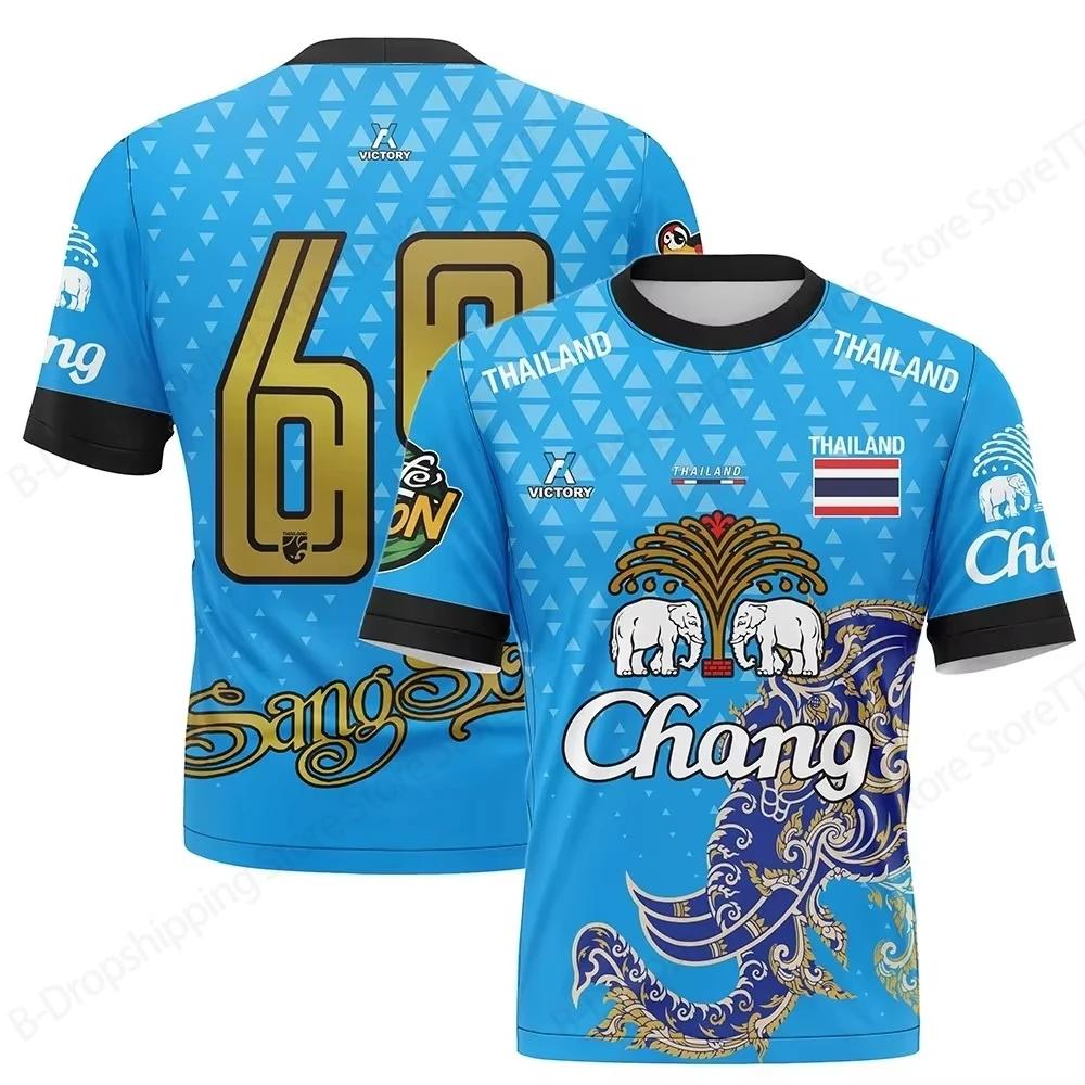 Rund Hals 3D Thailand Trykk Mote Sportstrøye Langermet Herre T-skjorter - Mykt Medium Stretch Polyesterstoff Sommer Avslappet Passform Klær