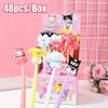 48pcs Pompom Purin Sanrio Family Shake Music Neutral Pen High-Precision Soft Glue Styling Gift Pen Black Signature Pen 0.5mm Black My Melody, Kuromi,