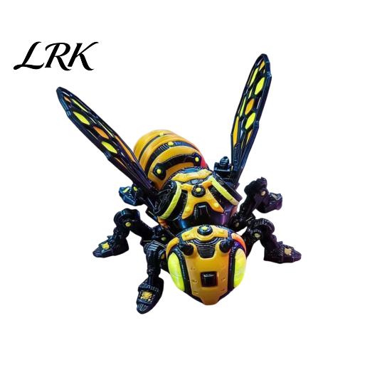 Articulated Bee Figurine 3D Printed Cyberpunk Figurine, Movable Joints Mechanical Hornet Ornament, Wasp with Fidget Toy, Stress Relief Insect