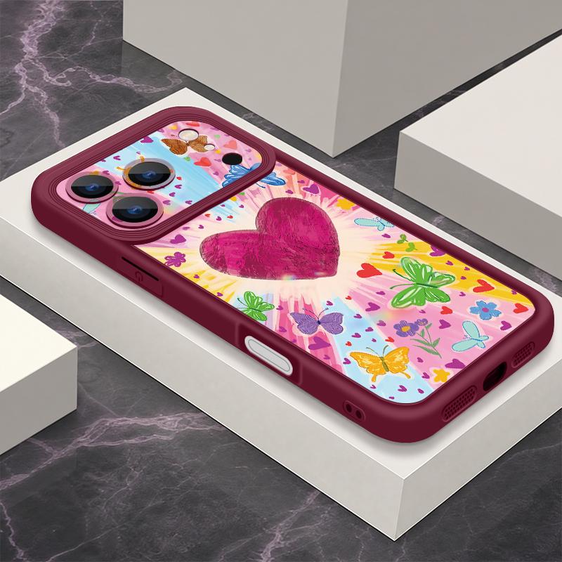 Cute Sticker Love Heart Case For iPhone 18 Pro Max Shockproof Bumper Soft Silicone Cover For iPhone 17 16 15 14 13 Pro Max 17E