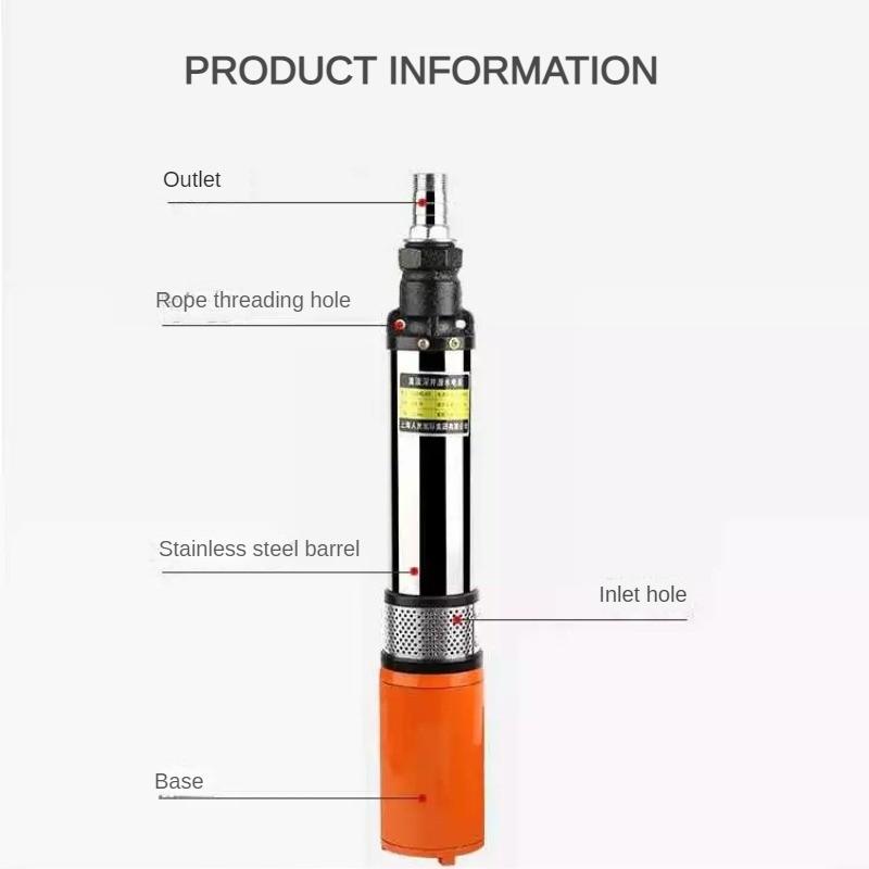 400W Edelstahl Haushaltspumpe Elektromobil Spezifische Tauchpumpe Solar Hochdruck DC Tiefbrunnenpumpe