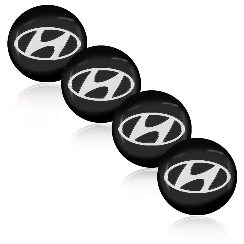 4 stk 56MM Bilhjul Senter Navkapsel Logo Klistremerker Felgdeksel Emblem Dekal For Hyundai Santa Fe Sonata Solaris Azera Creta I30 Ix25 Tucson IX35