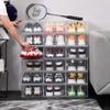 Clear Shoe Box Set Foldable Storage Plastic Transparent Door Home Closet Organizer Case Shelf Stack Wholesale