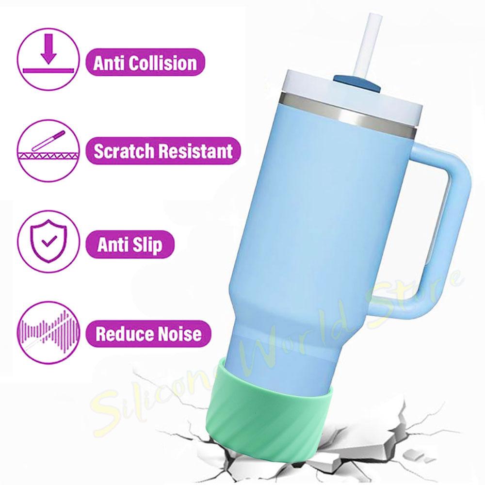 SW 2PCS 7.0CM Water Cup Silicone Boots Thermos Protective Cover Silica Gel Bottom Sleeve Anti-Slip Scratch-resistant for Stanley
