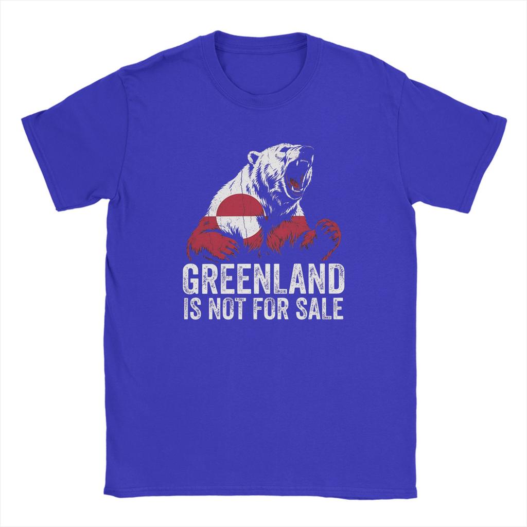 Greenland Flag Vintage Polar Bear TShirts for Men Novelty Cotton Tees Crew Neck Short Sleeve T Shirt Graphic Printed Clothes