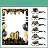 80 To 18 Years Old Birthday Black Gold Paper Glasses Photo Frame Decor Props