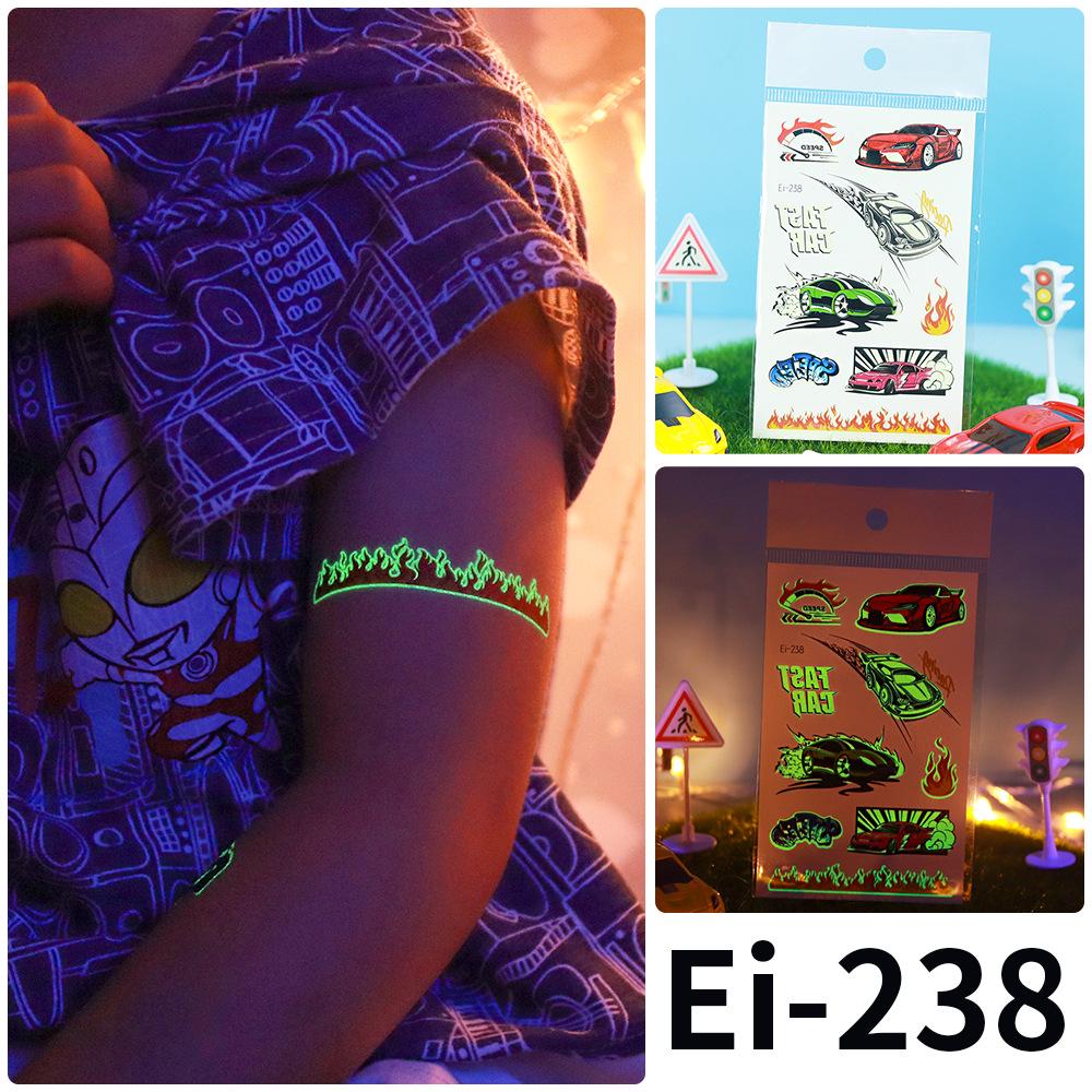 Rekalong Luminous Waterproof Racing Car Tattoo Stickers for Night Parties