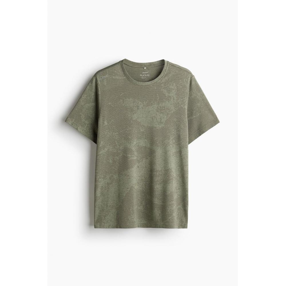 H M dryMove Sport Top kHaki Green Pattern