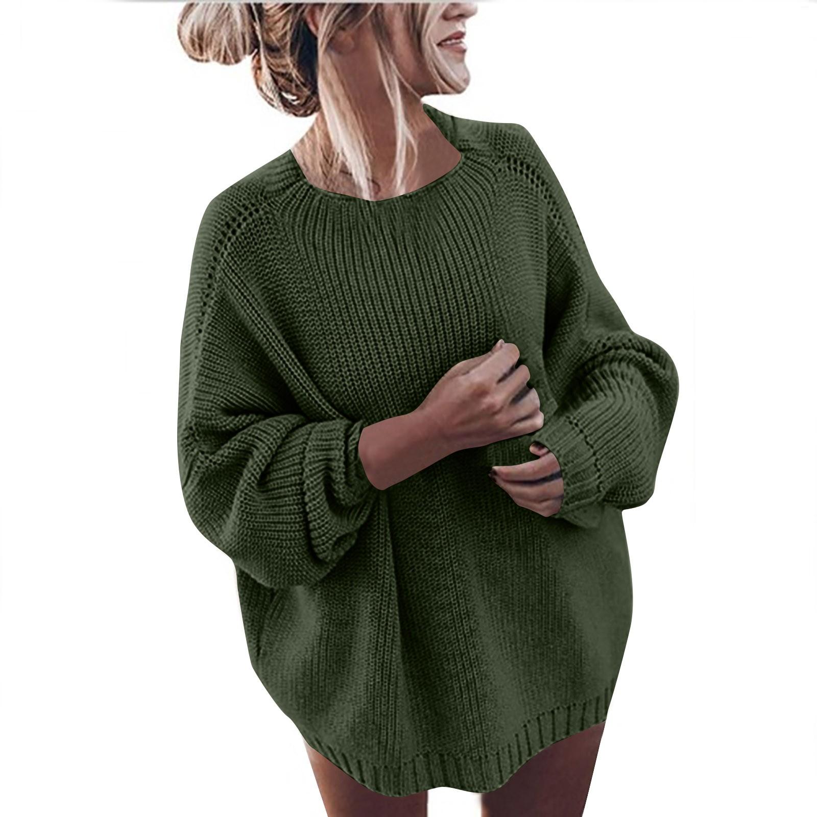 

Женские модные повседневные свитера с круглым вырезом, однотонные, с длинным рукавом L