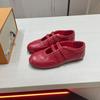 New Red Leather Ballet Mary Jane Single Shoes Women's Flat Sports Casual Moral Training Shoes