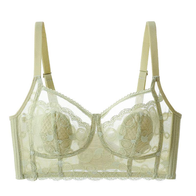 Big Breasts Show Small Underwear, Women Gather and Adjust, Close Secondary Breasts, Anti-sagging, Sexy Lace, No Steel Ring, Bra, White.