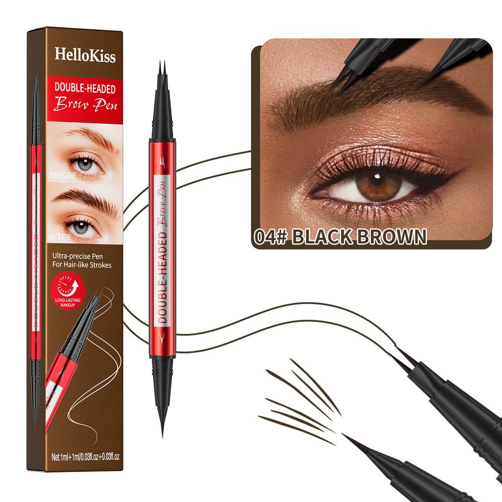 Binary Eyebrow Pencil, Waterproof, Sweat-Proof And Non-Smudging Double-Headed Liquid Wild Eyebrow Pencil