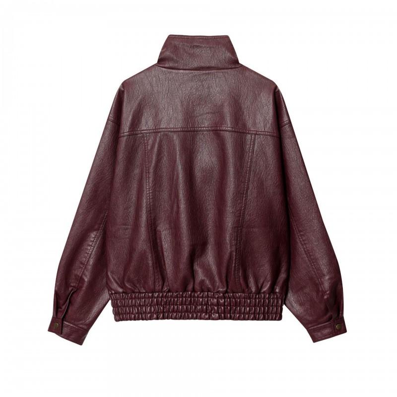 Womens Long PU Leather Coat Oversized Fit 2025 Black Beige Burgundy
