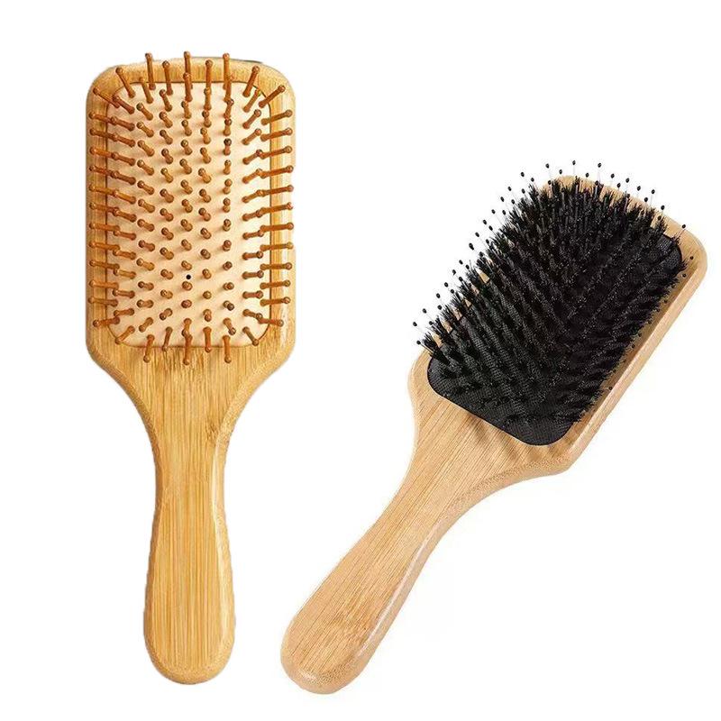 Natural Bamboo Wood Air Cushion Massage Detangling Comb for Curling and Hairdressing