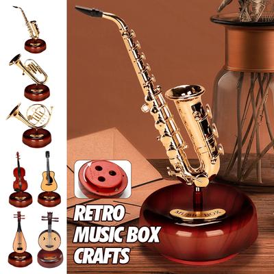 Nordic Style Nástroj Hudební Box Figurky Housle Model Miniaturní Kreativní Kytara Saxofon Hudební Box Dárky Domácí Dekorace Řemesla