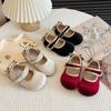 Korean Style Velvet Girls' Princess Shoes - Soft Sole, Retro Low-Cut Leather, Spring/Autumn 2026