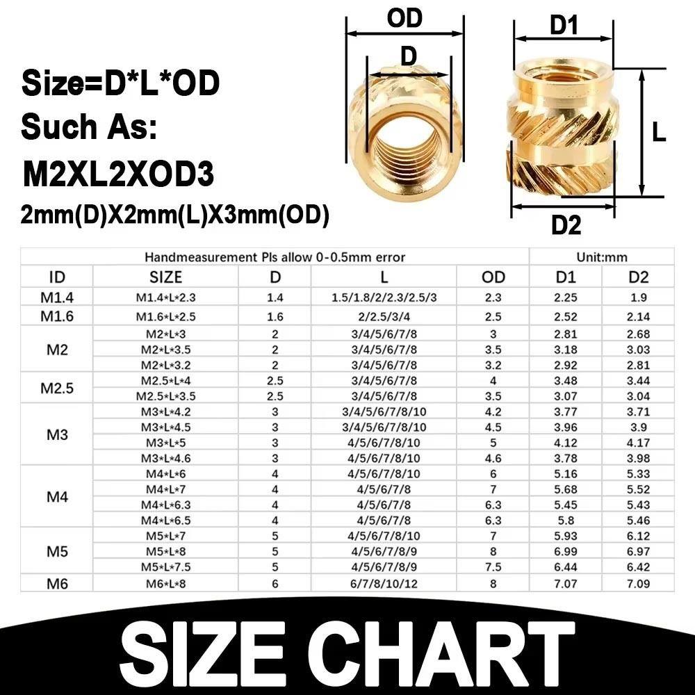 50Pcs Double Twill Embedment Nuts Knurled Thread 3D Printer Accossory New Brass Insert Nut