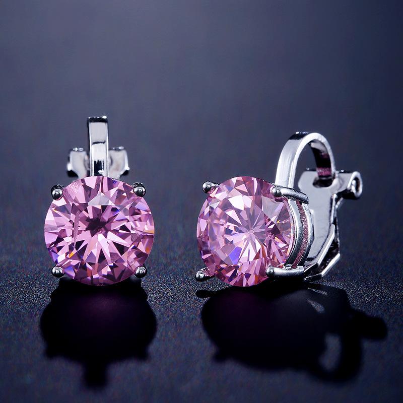 Shiny 7mm Cubic Zircon Ear Cuffs Earrings Round Crystal Fake Piercing Clip Earrings For Women Wedding Party Jewelry