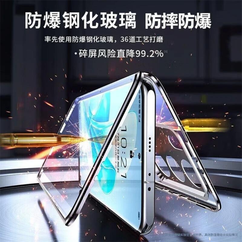 360 Full Case For Huawei Nova 12 SE Case Double Sided Magnetic Adsorption Metal Tempering Glass Protect Cover Nova 11SE Bumper