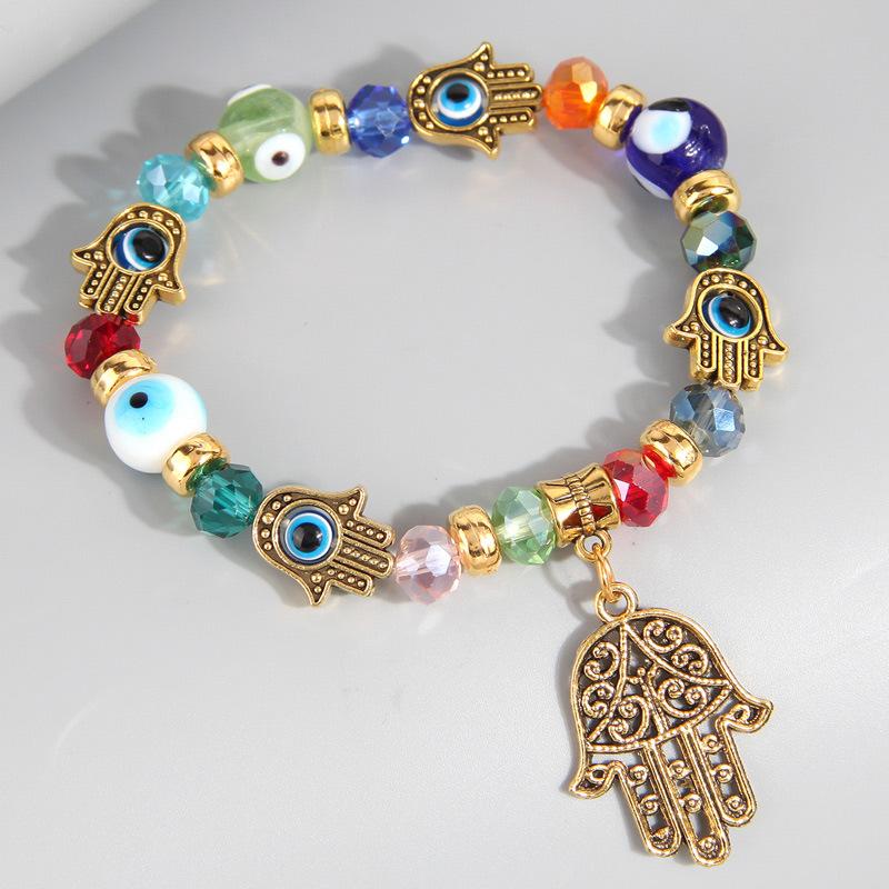 Trendy Eye & Palm Motif Bracelet , Geometric Alloy Cuff , Fashion Statement Jewelry for Women , Gold / Silver золотой
