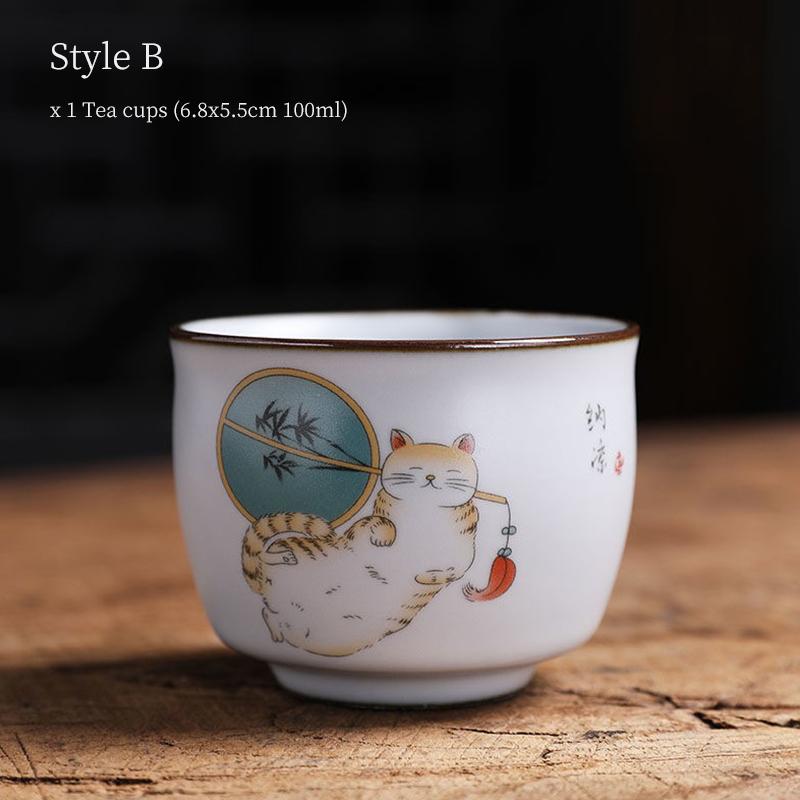 Ceramic Tea Cup Cute Cat Teacups 100ml