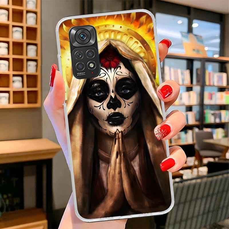 Catrina Schönes Rosenmädchen Totenkopf Hülle Handyhülle Für Xiaomi Redmi Note 15 14 13 12 11 10 Pro Plus 14S 12S 11S 11T 11E 10S Weich