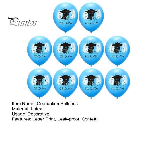 10Pcs Trendy Glitter Thickened Grad Balloons Graduation Season Photo Props Grad Balloons Party Supplies