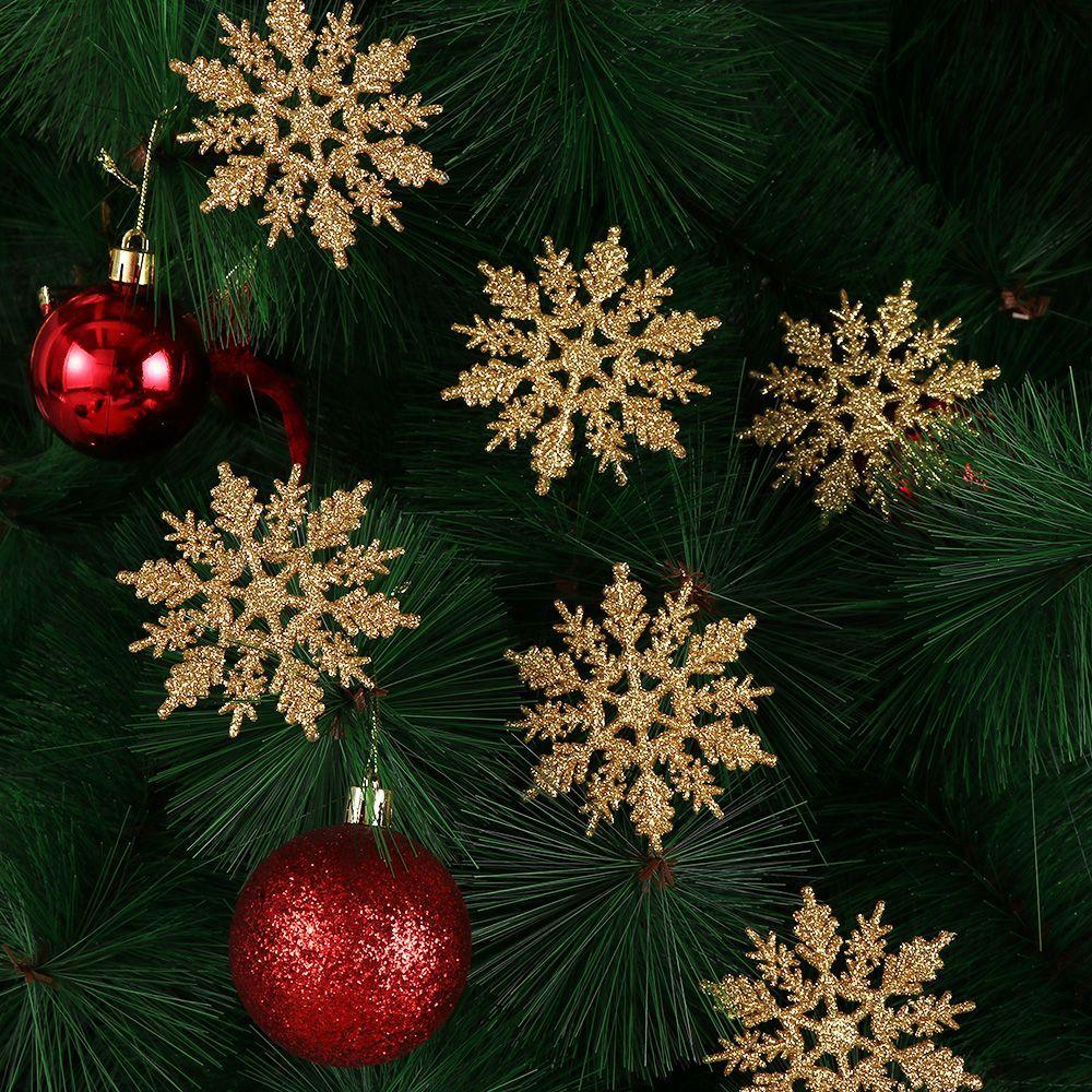 12Pcs 10cm Snowflake for Christmas Tree Decor Party Holiday Christmas Ornaments Home Decor