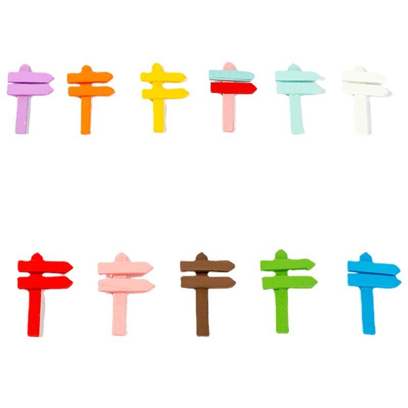 Moss Micro Landscape Ornaments Multi-colored Wooden Guide Signs Succulent Pot Garden Wooden Fence Process Accessories