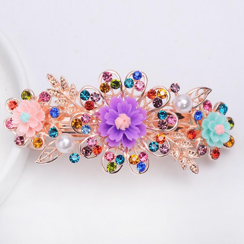 Korean Rhinestone Spring Hair Clip - Versatile Medium/Large Size for Women