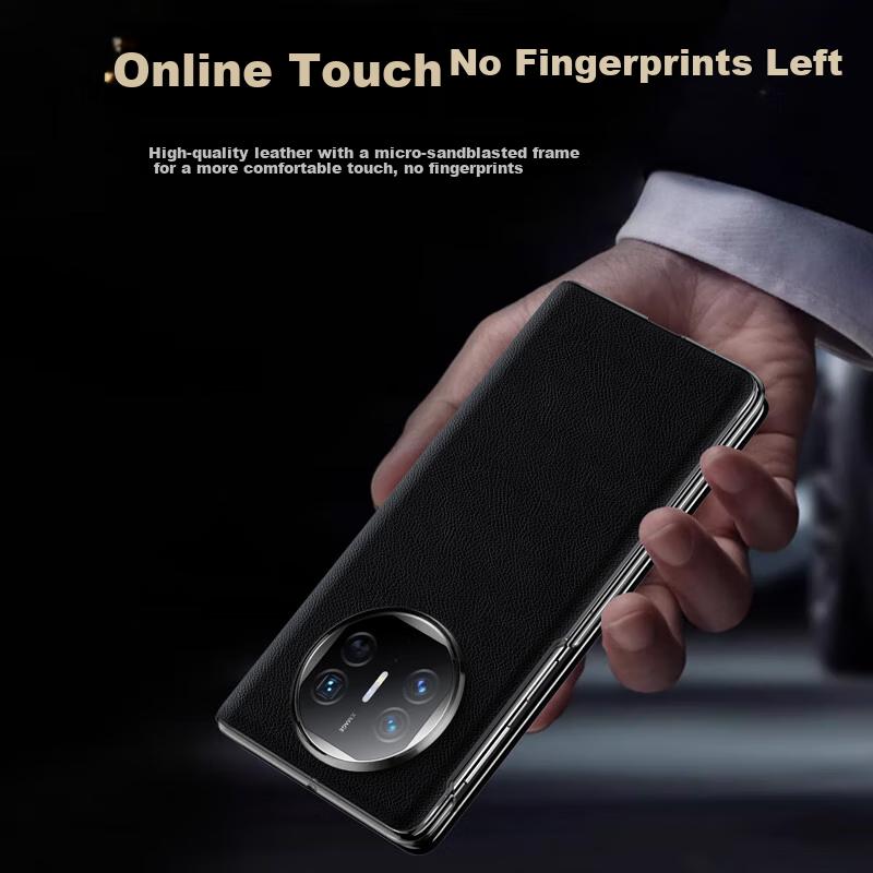 Phone Case for Huawei Mate X5 Collector's Edition, Foldable Screen Ultra-Thin Full Protection Shockproof Genuine Leather Magnetic Flip Cover