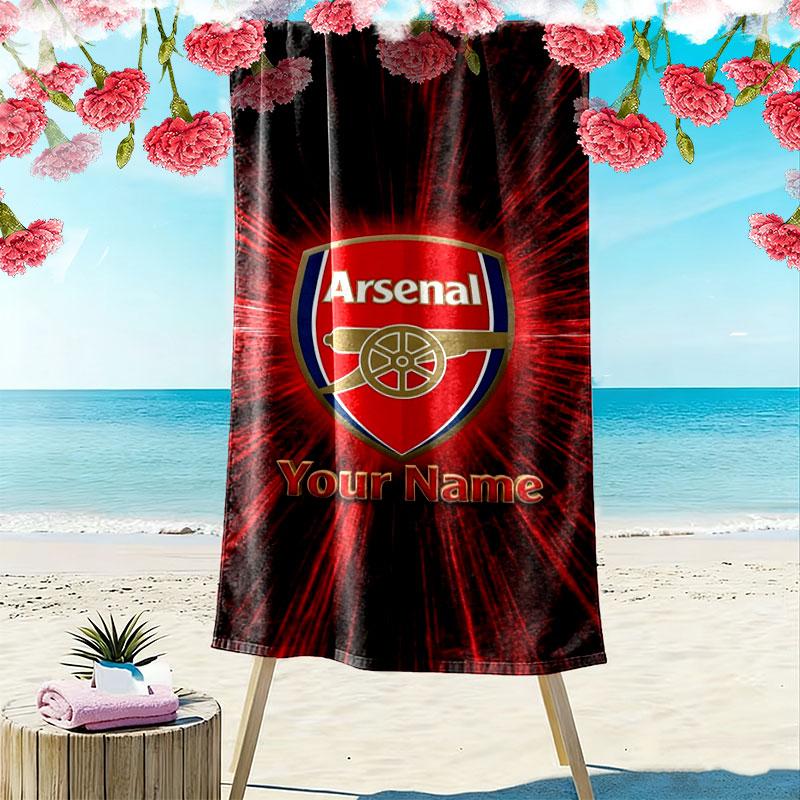 Arsenal F Custom Name Print Beach Towel, Large Soft Quick Dry Towel for Beach Camping Swimming