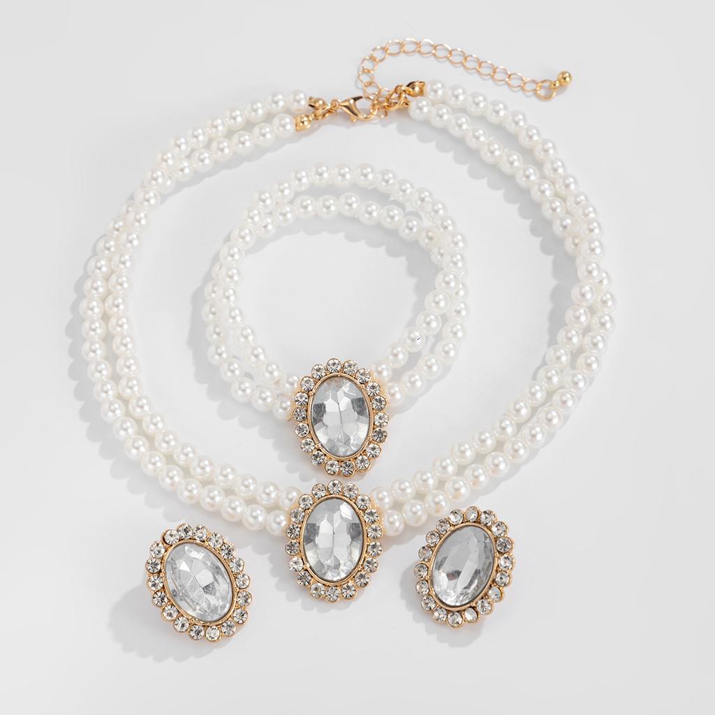 3Pcs/set French Elegant Elegant Multi Layer Imitation Pearl Jewelry Set 2025 Summer Party Wedding Gift Beaded Choker Necklace Earrings Sets for Women