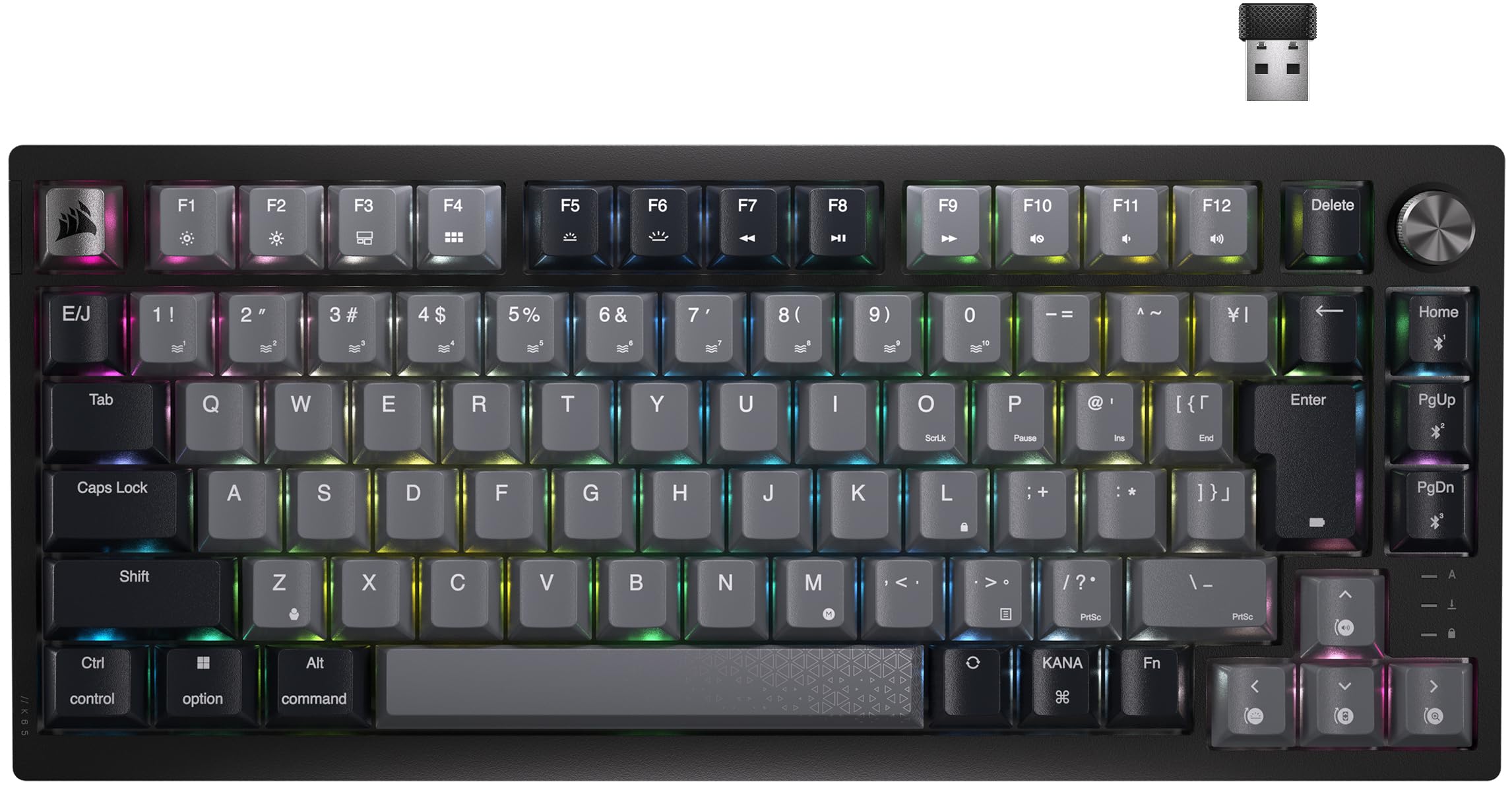 

CORSAIR K65 PLUS Wireless Gaming Keyboard 82 CORSAIR Red Proprietary Linear with Media Japanese (75% Keyboard), Keys, Switches, Hot-Swappable, Dial,