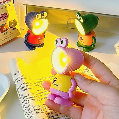 LED Mini Nachtlicht Süßer Frosch Faltbare Schreibtischlampen Desktop-Dekoration Buchlicht Kinderzimmer Nachttisch Schlafzimmer Dekor Feiertagsgeschenke