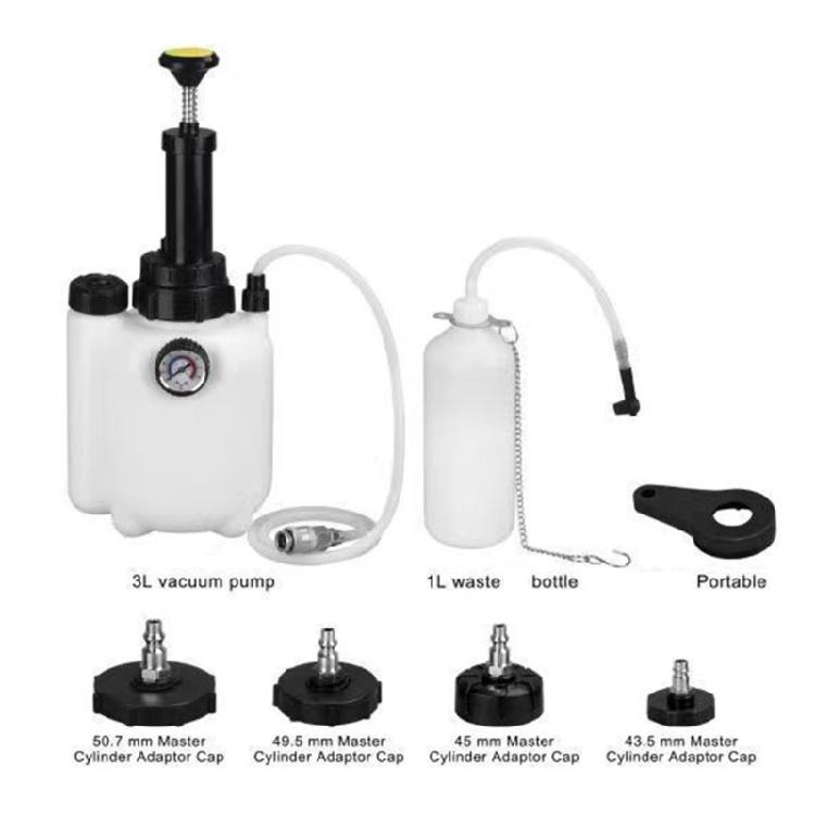 Motorcycle Brake Bleeder 3L Capacity 4 Size Adapters Automatic Suction Tool Brake Oil Service for Garage Maintenance