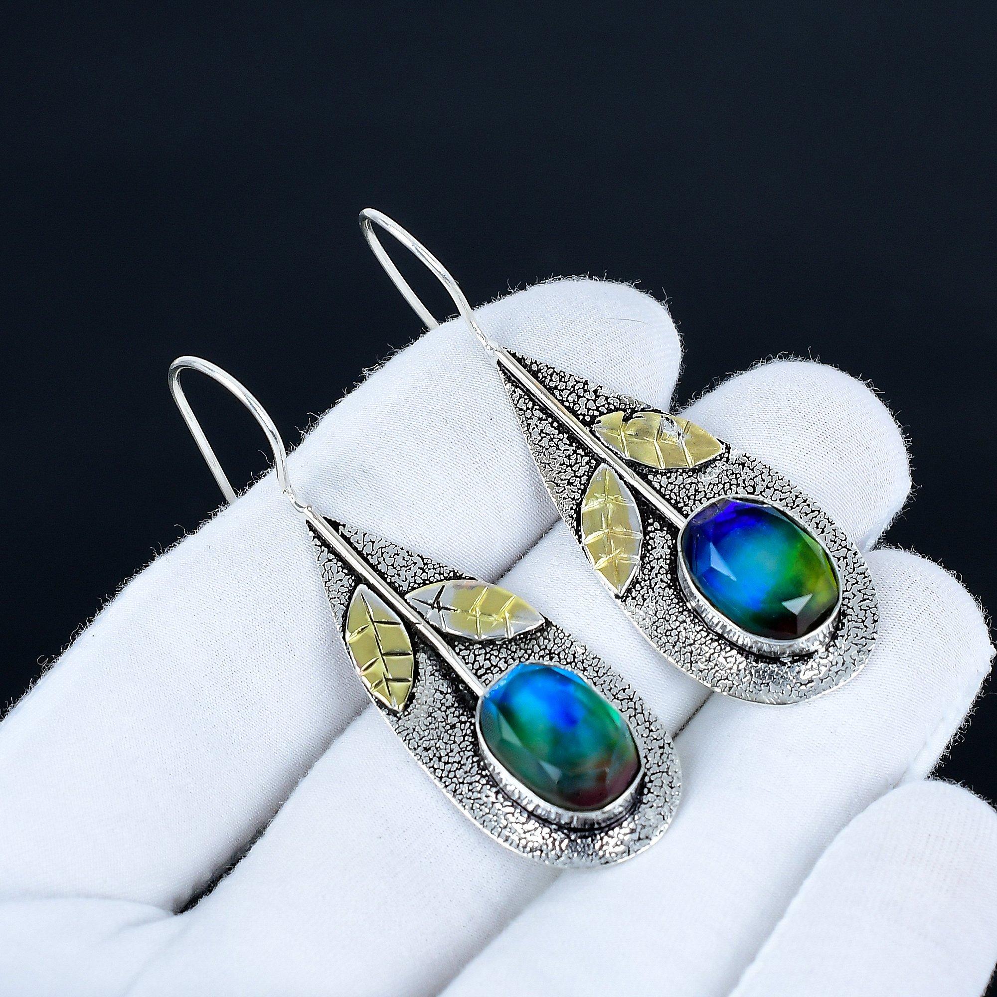 

Серьги с аммолитом, Серьги из стерлингового серебра 925 пробы, Серебряные серьги ручной работы для подарка, Подвесные серьги с аммолитом, Подарок на помолвку 6