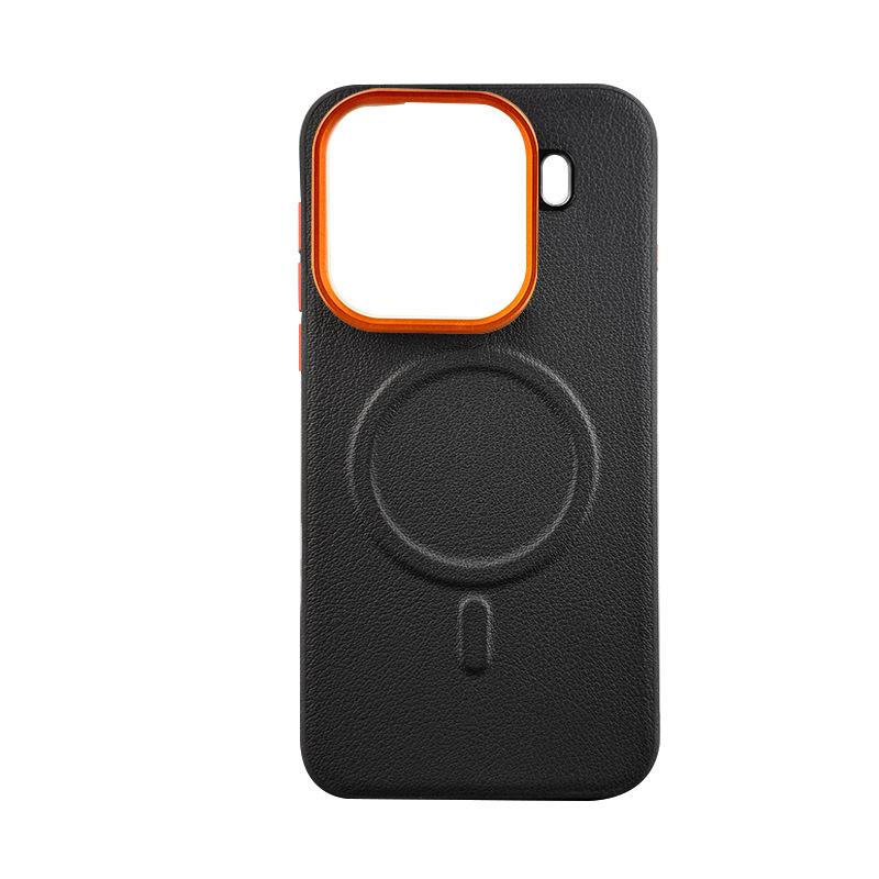 Funda de Teléfono Móvil de Cuero Liso con Succión Magnética FindX9 para Oppo Find X9 Pro Pantalla Curva+Lente de Metal+Carcasa Dura Integral