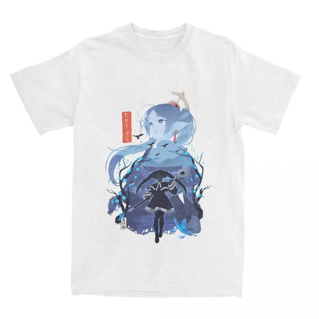 Frieren Silhouette Journeys End T-Shirt Men Women Novelty Cotton Tee Shirt Round Collar Short Sleeve T Shirts Gift Idea Clothes