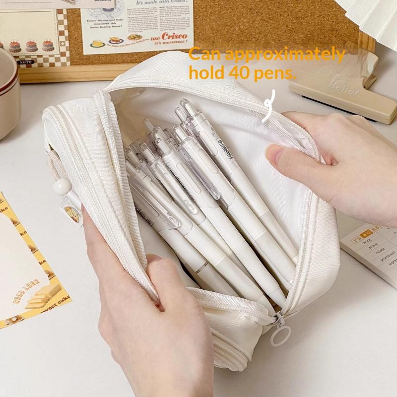 9 Compartments Large Capacity Pencil Case Cute Velcro Pen Bag Durable Stationery Storage for High School Students