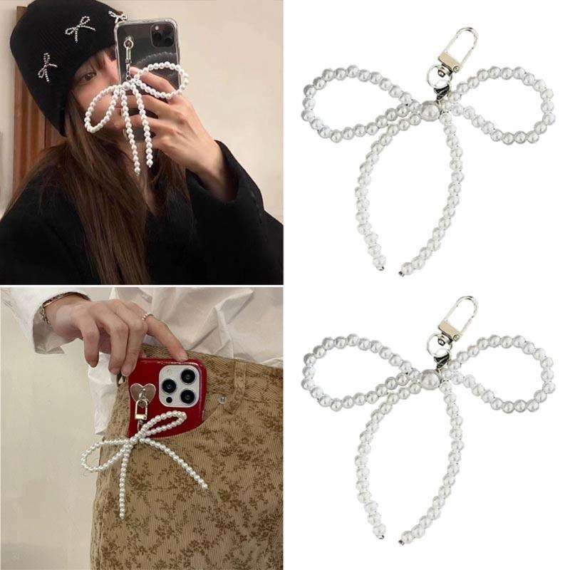 Bowknot Phone Charm Strap Keychain Phone Lanyard String Women Bag Pendant Gift