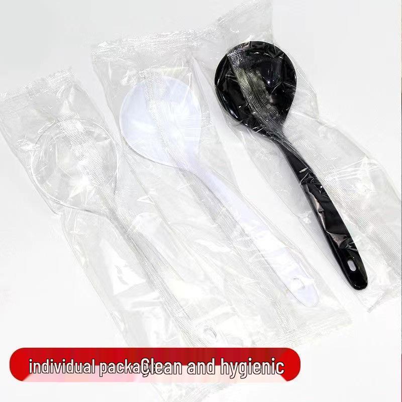 Thickened Long Handle Disposable Plastic Soup Spoon with Colander Design for Takeaway