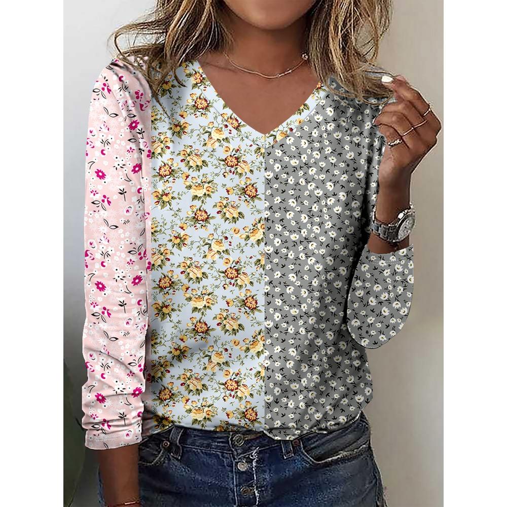 

Летняя новая мода 2025 женская повседневная футболка с длинным рукавом и принтом XL